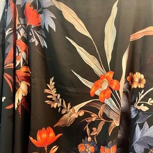 Chico's Black Floral Blouse with Orange and Cream Accents